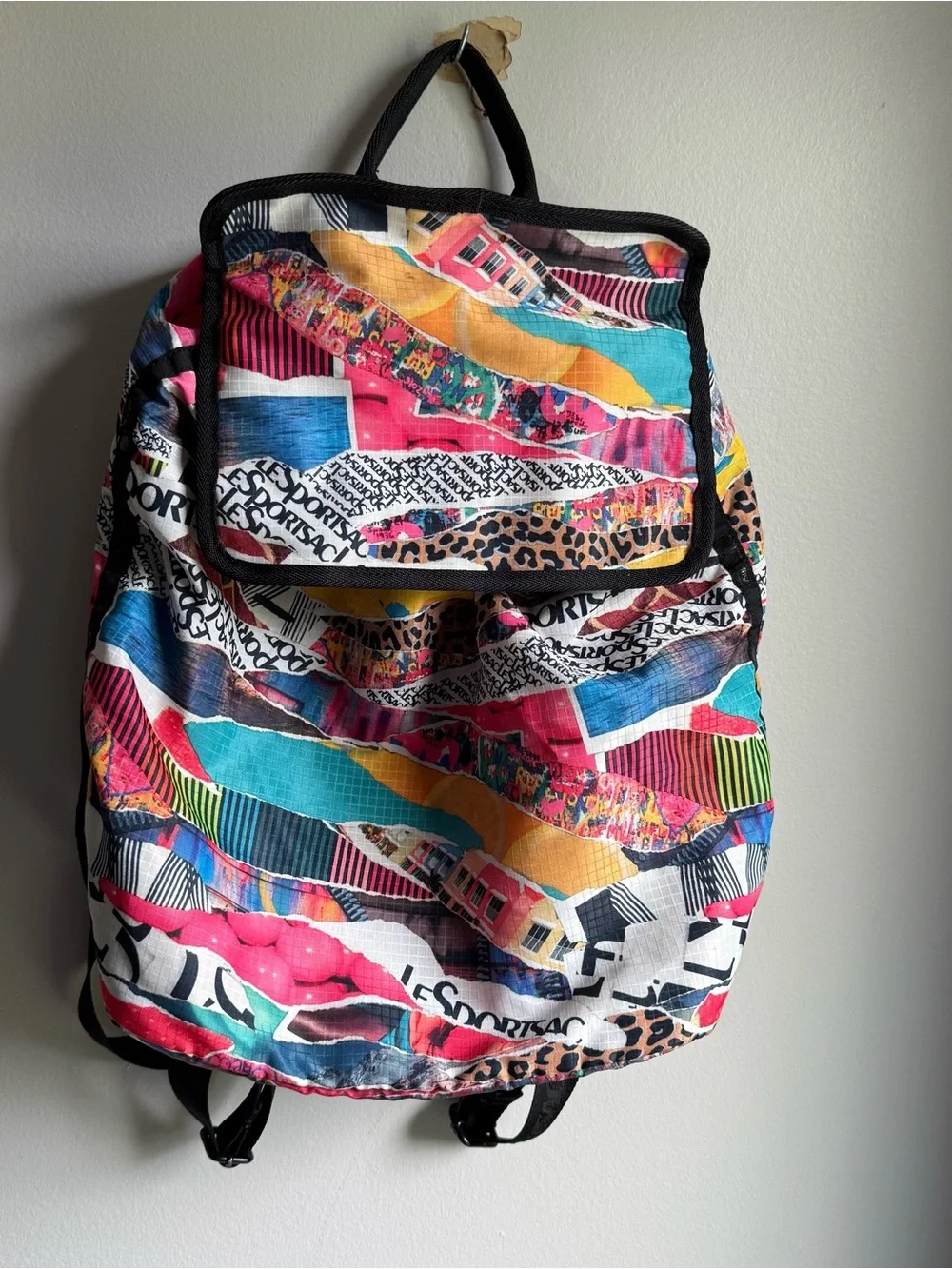 LeSportSac Colorful Backpack Y2K Graffiti Pattern